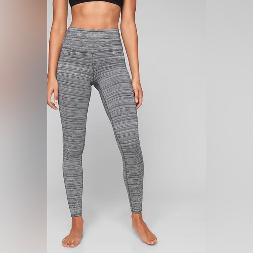 Athleta High Rise Jacquard Chaturanga Tights Leggings Gray